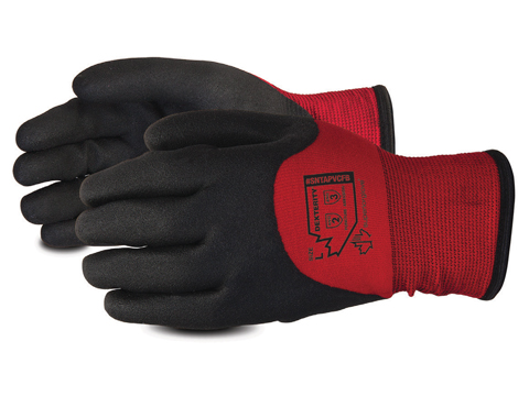 #SNTAPVCFB - Superior Glove® Dexterity® Red Winter-Lined Nylon Gloves with Full PVC Coating